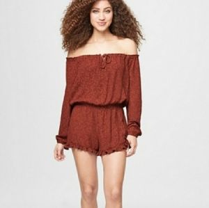 Bohemian/Boho Longsleeve Off Shoulder Romper